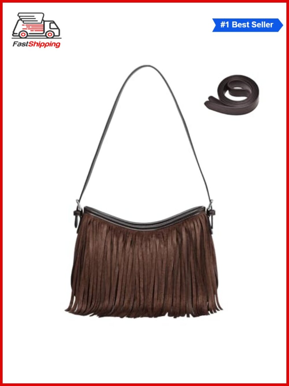 ✨ Fringe Shoulder Bag Vegan Suede Hobo Purse Crossbody Handbag